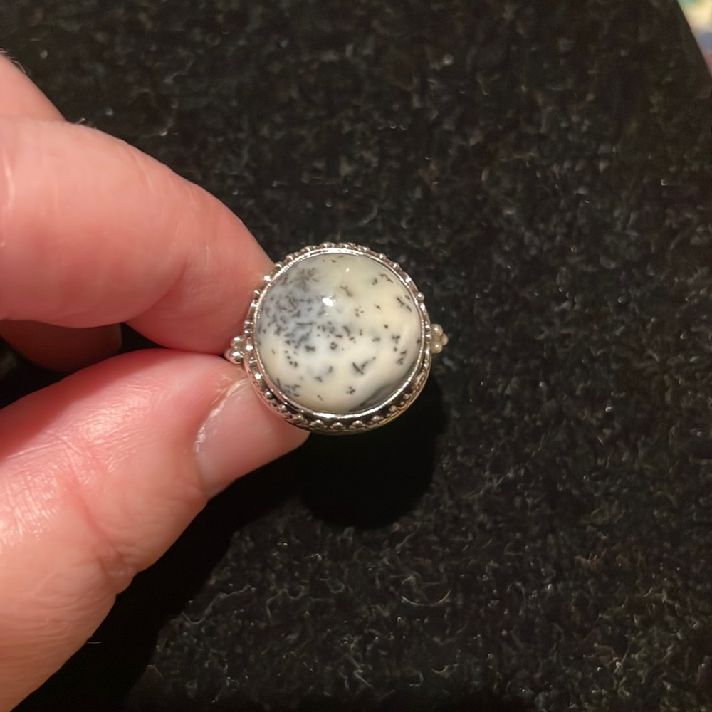 JeGem Dendritic Agate Sterling Silver 925 Size 7 ring